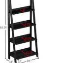 4-Tier Ladder Bookshelf - Freestanding Shelved Bookcase with Leaning Look for Living Room, Bathroom, and Kitchen Storage by Lavish Home (Black)
