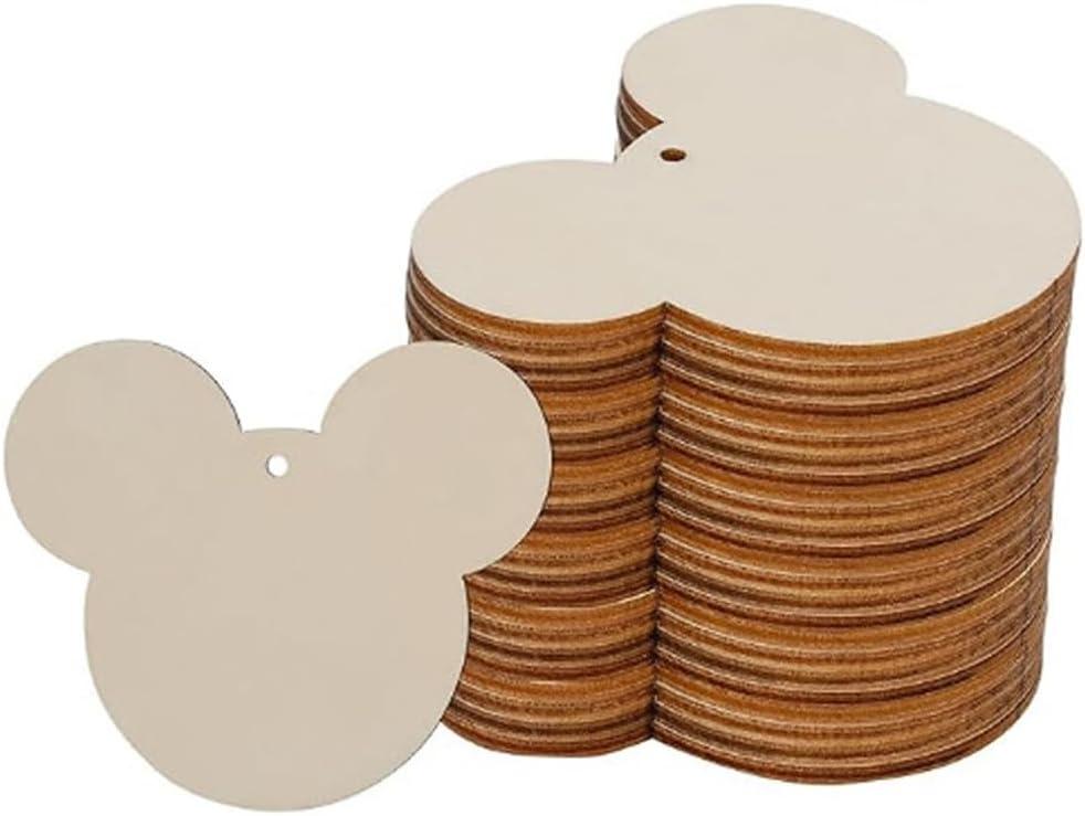 Wood Mouse Ornaments for Crafts 40Pcs Unfinished Wooden DIY Birthday Decorations Cute Party Favors Supplies Christmas Memorial Day Handmade Gift Pumpkin Blank Wood Planks - 40 Pack