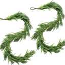 6 FT Christmas Garlands Norfolk Pine Garland Real Touch Artificial Greenery Garland for Table Mantle Fireplace Window Holiday Indoor Outdoor Decoration(2 Pcs)