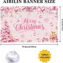 AIBIIN Merry Christmas Party Backdrop Pink Coquette Snowflakes Christmas Tree Merry Xmas Photo Photography Background Winter Wonderland Xmas Party Decoration 70.8x43.4inch