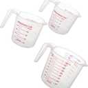 Plastic Measuring Cup Set,3Pcs BPA Free Plastic Clear Heat-resistant with Angled Grip and Spout Stackable Liquid Measuring Cup for Kitchen Use