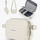BAGSMART Digital Camera Case, Waterproof & Protective Small Camera Bag with 2 Carrying Ways, Lightweight Camera Sling Bag for Canon PowerShot ELPH 180/190 / Sony DSCW800/DSCW830 - Beige