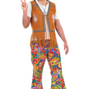 fun shack Men's Hippie Flared Pants, 70s Bell Bottom Costume, Polyester, Medium, Large, M