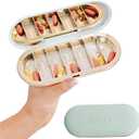 Dosey 7 Day Pill Compact Travel Pill Organizer - Pill Case with 7 Pill Compartments for Medicine Storage & Protection  Stylish & Elegant Medication Organizer with Mirror, Sage