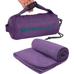 PAVILIA Travel Blanket Airplane Compact with Bag, Soft Packable Plane Blanket Kids Adults, Portable Camping Flight Essentials, Travelers Gifts Accessories, Luggage Backpack Strap, 65x40 Purple