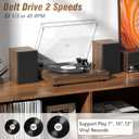 Vinyl Record Player with 24W HiFi Stereo Speakers Vintage Bluetooth Turnable for Vinyl Records with Belt Drive 2-Speed, Magnetic Cartridge RCA Output BT5.3
