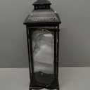 TRIROCKS Set of 3 Vintage Candle Lanterns 10/14/19.5''H Decorative Outdoor Lantern Metal Candle Holder with Tempered Glass for Home Living Room Garden Yard Event Indoor Outdoor (Black with Gold Brush)