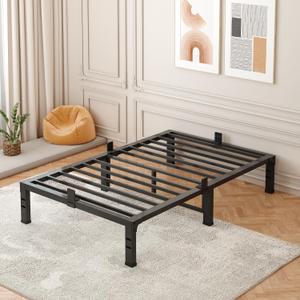 FUIOBYVV Twin Bed Frames, 14 Inch Heavy Duty Metal Platform Bed Frame Twin Size Support Up to 3500 lbs, No Box Spring Needed, No Shaking, Steel Slat Support, Noise Free, Easy Assembly
