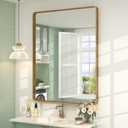 26x36 Gold Framed Mirror for Bathroom, Brushed Gold Mirror with Metal Frame, Modern Rectangle Brass Vanity Mirror for Wall, Shatterproof, Anti-Rust (Horizontal/Vertical)
