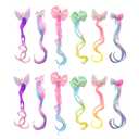 12 Pcs Rainbow Hair Extensions for Kids, Colored Little Girl Hair Clips Accessories, Unicorn Hair Clips for Girls Toddler Kids Ponytails (Curly Hair)