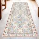 Washable Runner Rug 2.5x8 | Non Slip Rug Runners for Hallways, Entryways, Kitchens, Bathrooms, Bedrooms | Ultra-Soft Flannel Carpet Runners with Rubber Backing (Multi Colored, 2.5x8)