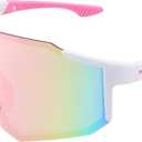 FEISEDY Sports Sunglasses for Men, Women and Teens - Baseball, Biking, Cycling UV400 Protection B2388 (75mm, 011-white Pink)