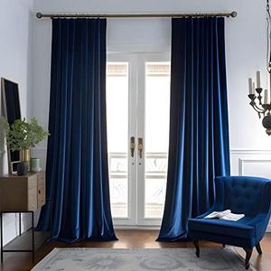 Aljctns Navy Blue Velvet Curtains 96 inches Long Luxury 85% Blackout Curtains for Bedroom Living Room,Thermal Insulated Super Soft Window Drapes Rod Pocket & Back Tab, 52" W x 96" L,2 Panels Set