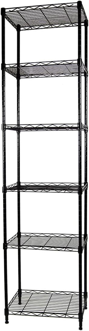 SUNLPH 6Tier Wire Shelving Adjustable Shelves Unit Metal Storage Rack for Laundry Bathroom Kitchen Pantry Closet Organization (Black, 16.6" L x 11.4" W x 64.6" H)