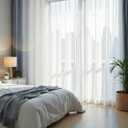 Ombre Sheer Curtains for Living Room Bedroom, Grommet Top Gradient Semi Sheer Light Filtering Home Decor Window Drapes, Set of 2 Panels, Grey, 52x63 Inch