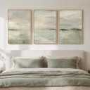 Framed Sage Green Abstract Landscape Wall Art for Bedroom, 3 Piece 16x24 In