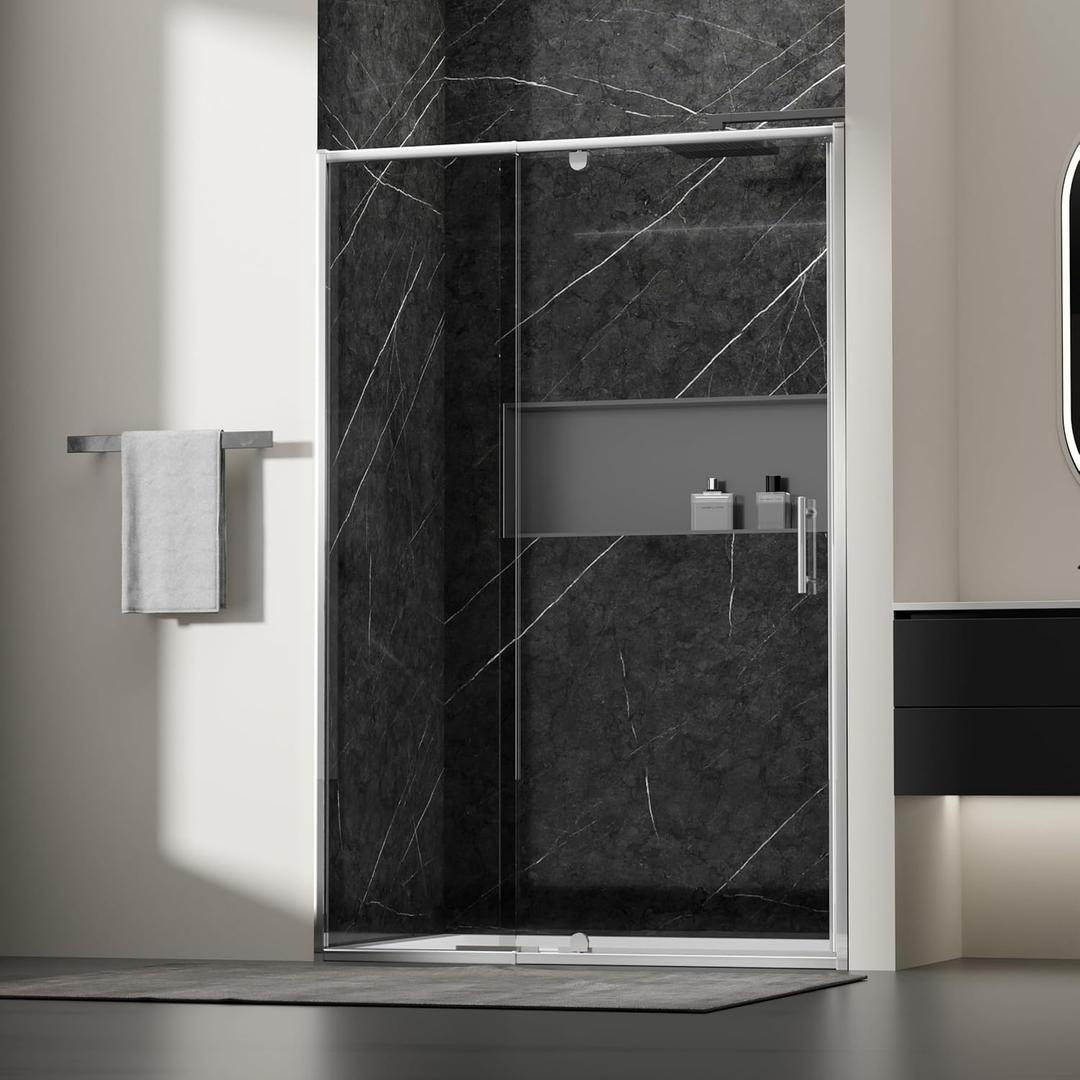 44-48" W x 71" H Pivot Glass Shower Door,Pivot Sliding Shower Door with 1/4"(6mm) Clear Glass, Brushed Nickel