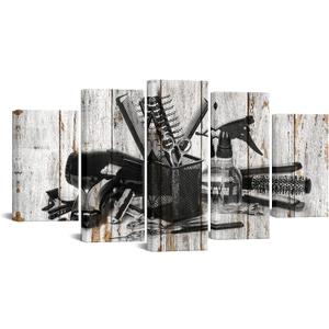 Conipit Hair Salon Pictures Wall Decor Barbershop Tools Wall Art Hair Salon Canvas Art Framed Ready to Hang Large 5 Pieces