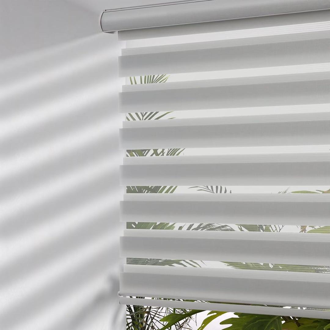 MYshade Cordless Zebra Blinds with Free-Stop Function - Dual Layer Light Filtering & Privacy Sheer Shades for Day and Night - Easy Install Window Shades for Home, Living Room, 36" W x 72" H,Grey