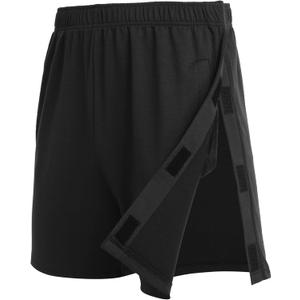 Deyeek Unisex Tear Away Shorts Snap On Athletic Cotton Shorts Post Knee Surgery Recovery Hip Replacement Pants with Pockets (Small, Black)