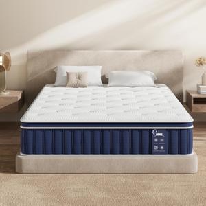Queen Size 10 Inch Hybrid Mattress, 7-Zone Support Pocket Springs Mattress in a Box with Targeted Comfort, Motion Isolation&Pressure Relief, CertiPUR-US Certified