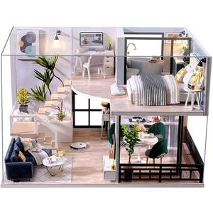 CUTEBEE DIY Dollhouse Miniature with Furniture, DIY Wooden Dollhouse Kit Plus Dust Proof and Music Movement, Creative Room for Valentine's Day Gift Idea(Cozy Time)