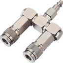 FIXSMITH Air Hose Connector- 2 Way Air Hose Splitter, 1/ 4 In NPT, Air Compressor Accessories Fittings, Swivel 360 Degrees Connectors