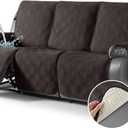 TAOCOCO 100% Waterproof Recliner Sofa Covers 3 Seater, Split Couch Covers for Reclining Couches for Kids Pets, Non Slip Reclining Couch Covers Furniture Protector with Straps(3 Seater, Coffee)