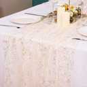 1PCS Gold Table Runner 10Ft Gold Sheer Table Runner Chiffon Fabric Cheesecloth Sequin Glitter Table Runner for Wedding Birthday Bridal Shower Party Decor (10ft x 1pack)