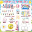 135 pcs Rachell English Teacher Party Supplies, 1st Birthday Decorations Girl & Boy, Photo Banner Balloons Poster Crown High Chair Banner Cake Topper Cartoon Theme Backdrop for Kids Birthday Decor