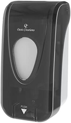 Manual Soap and Hand Sanitizer Dispenser by Oasis Creations, Liquid or Gel, Soap Dispenser Wall Mount, 1000ml/33oz. Commercial or Residential – Black Smoke