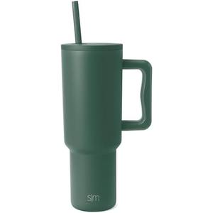Simple Modern 40 oz Trek Tumbler with Handle and Straw Lid | Cup Holder Friendly Insulated Stainless Steel Travel Mug | Forest