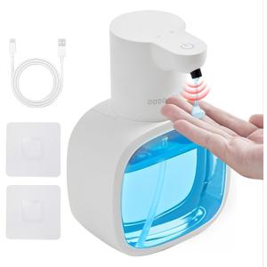 Automatic Liquid Soap Dispenser, 17oz/500ml Touchless Rechargeable with 4-Level Adjustable & IPX5 Waterproof - Level Display for Wall/Tabletop Use in Bathroom, Kitchen, White
