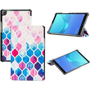 Tri-Fold Case Compatible with Huawei Mediapad M5 8.4 Inch(SHT-AL09/SHT-W12), Includes a Screen Protector - Premium PU Leather Tri-Fold Cover with Auto Sleep/Wake (Moroccan Love, One Size)