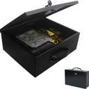 Yuanshikj Fireproof Lock Safe Box for Documents, Key Lock Steel Security with Carrying Handle, for Personal Items, Cash,Jewelry, Money, 0.28 CU, 12.8" W x 8.5" D x 4.5" H, Black