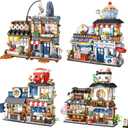 ELAICREE Japanese Street View Shop Building Blocks House Toy, New 4 Models Mini DIY Building Blocks Model MOC Construction Toy, Gift for 6-12 Years Old Kid Girls and Boys