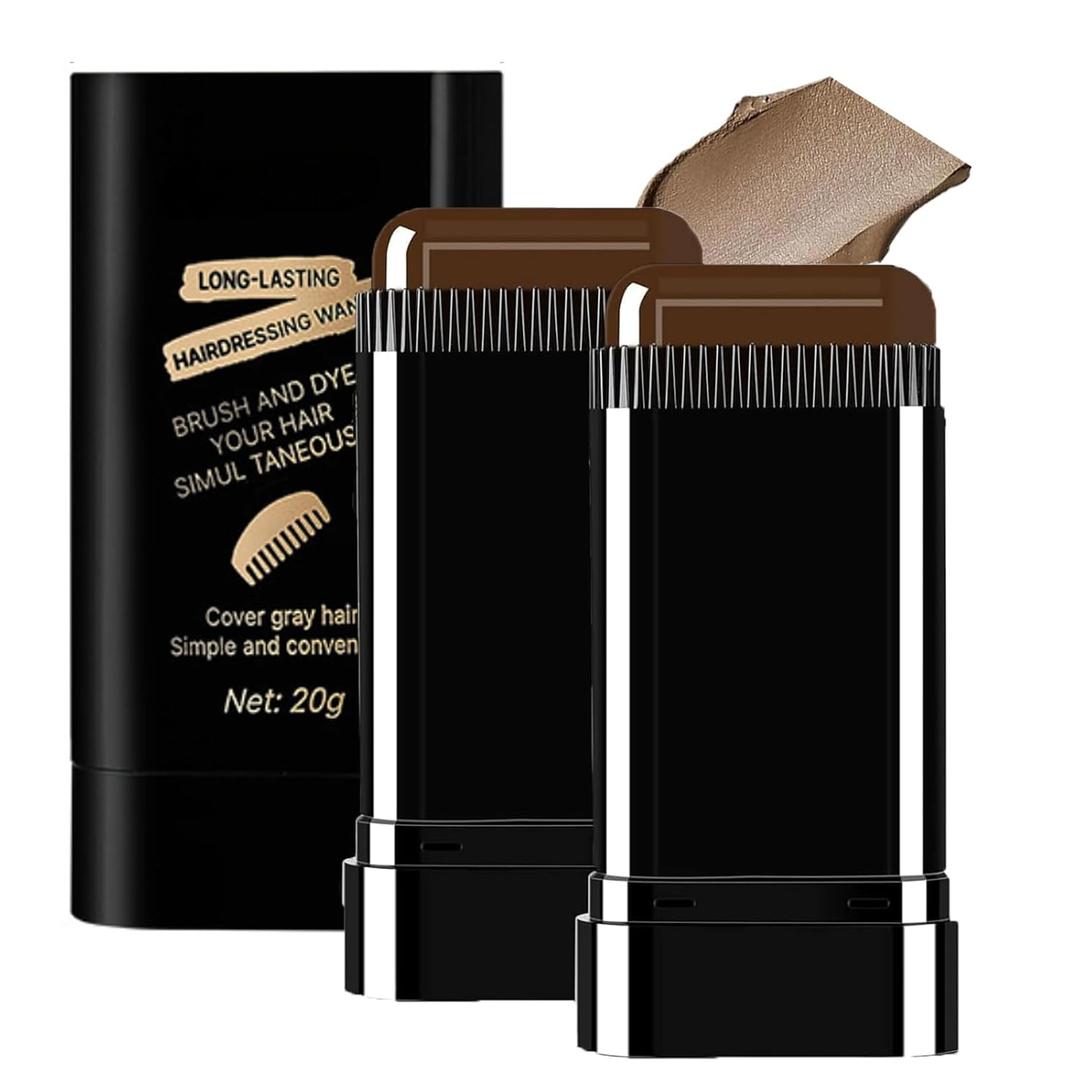 2-in-1 Hair Color Stick & Comb, Long-Lasting Waterproof Color,Sweat-Proof, Quick Root Touch-Up, Coloring Tool  For Women & Men (Brownish Black-2PCS)