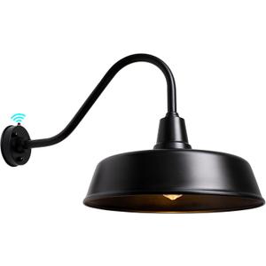 Gooseneck Barn-Lights Outdoor Fixture - 21 inch Farm Style Black Large Lighting Farmhouse Exterior Sconce Wall Light for House, Dusk to Dawn Sensor Front Door Porch Garage (21 inch)