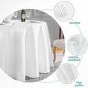 VidaFete Round Tablecloth 132inch 6pack Polyester Table Cloth, Stain Wrinkle Resistant Polyester Dining Table Cover for Kitchen Dinning Party Wedding Rectangular Tabletop Buffet Decoration(White)