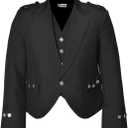 Scottish Argyle Kilt Jacket With Waistcoat/Vest (40 - Sleeve R, Black)