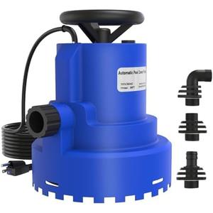 AgiiMan Automatic Submersible Water Pump - 1HP 5000GPH Pool Cover Pump with 33ft Power Cord for Pool Draining, Pond Pump Removal for Pool, Hot Tubs, Rooftops, Water Beds