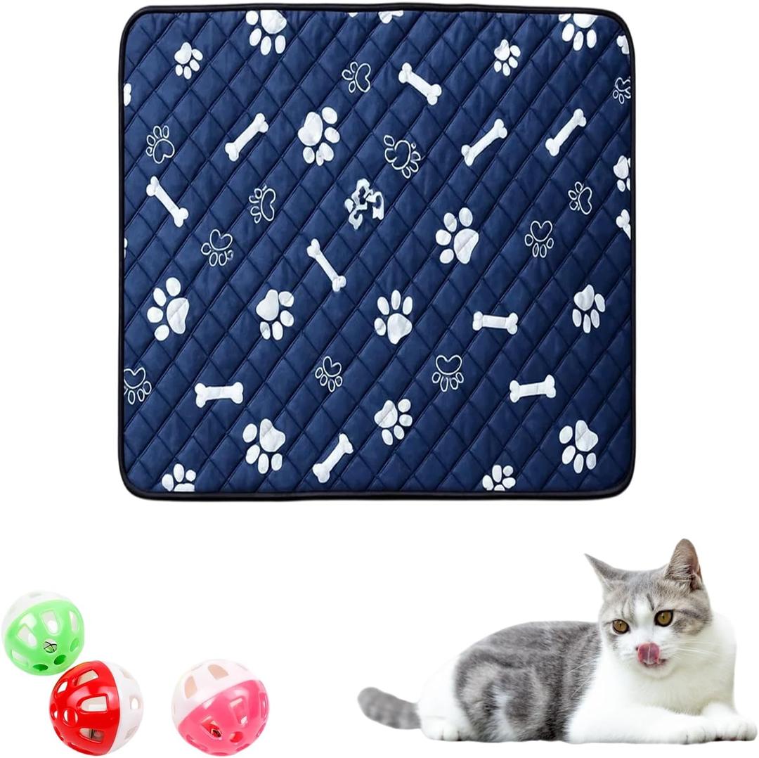 Puppy Pad with Pheromones, Training Pads for Dogs, 30x30cm Blue Bone Design, Includes 3 Random Color Bell Balls, Ideal for Puppy Potty Training, Senior Pet Care, and Travel