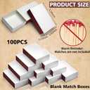100PCS Blank Match Boxes, 2.25 x 1.42 x 0.59in Bulk Blank Matchboxes DIY White Storage Containers Holders with Double-Sided Striker for Guests Wedding Bridal Shower Baby Shower (No Matches Included)