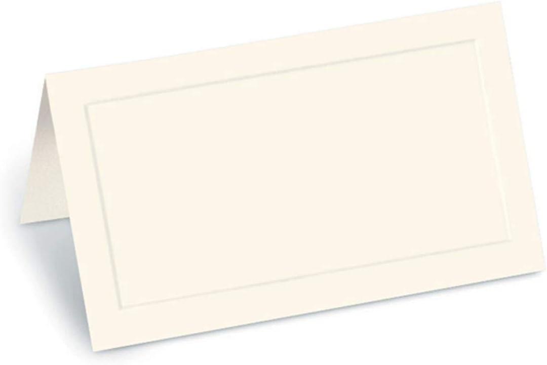 Cream Dignity Embossed 38lb Cover Stock Folded Place Cards, Micro-Perforated, 2" x 3 1/2", 100/pack, Laser and Inkjet Compatible