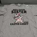 Will Trade Sister for Easter Candy Eggs Sibling Kids T-Shirt (Gray, L)