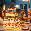 YestBuy Cupcake Stand with Yellow Led Lights, 4 Tier Cupcake Stand for 50 Cupcakes, Acrylic Cupcake Tower Stand, Clear Tiered Cupcake Holder for Birthday Cady Bar Décor Weddings, Parties Events
