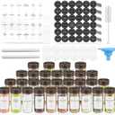 VIBRATITE 30 Pack Spice Jars with Acacia Lids, 4 oz Round Glass Jars Spice Containers Set with Labels, Pen, Funnel, Seasoning Storage Bottles with Shaker Lids for Rack, Cabinet, Drawer