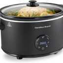 Hamilton Beach 6 Quart Set & Forget Programmable Slow Cooker with Defrost Function, Flexible Programming, Adjustable Countdown Timer, Large Dishwasher Safe Stoneware Crock and Glass Lid, Black (33765)