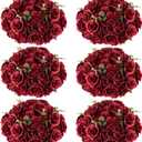 Burgundy Flowers Balls for Centerpieces: 15.7in Diam, Set of 6
More Stable With Base Design, Large Rose Flowers Arrangement for Weddings, Reception Decor for Couples, Newlyweds