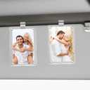2Pcs Car Picture Holder, Acrylic Magnetic Personalized Photo Holder Car Accessories Car Photo Holder Car Visor Clip, Personalized Car Picture Frame, Suitable for Adding Family or Personal Photos (White)